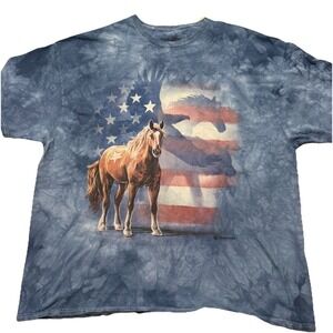 The Mountain Horse Eagle American Flag Tie Dye T-Shirt Mens XXL USA